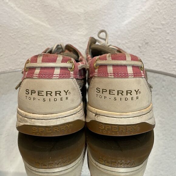 Sperry Angelfish Stripe Leather Boat Shoes pink and tan size 7.5 - Picture 4 of 9